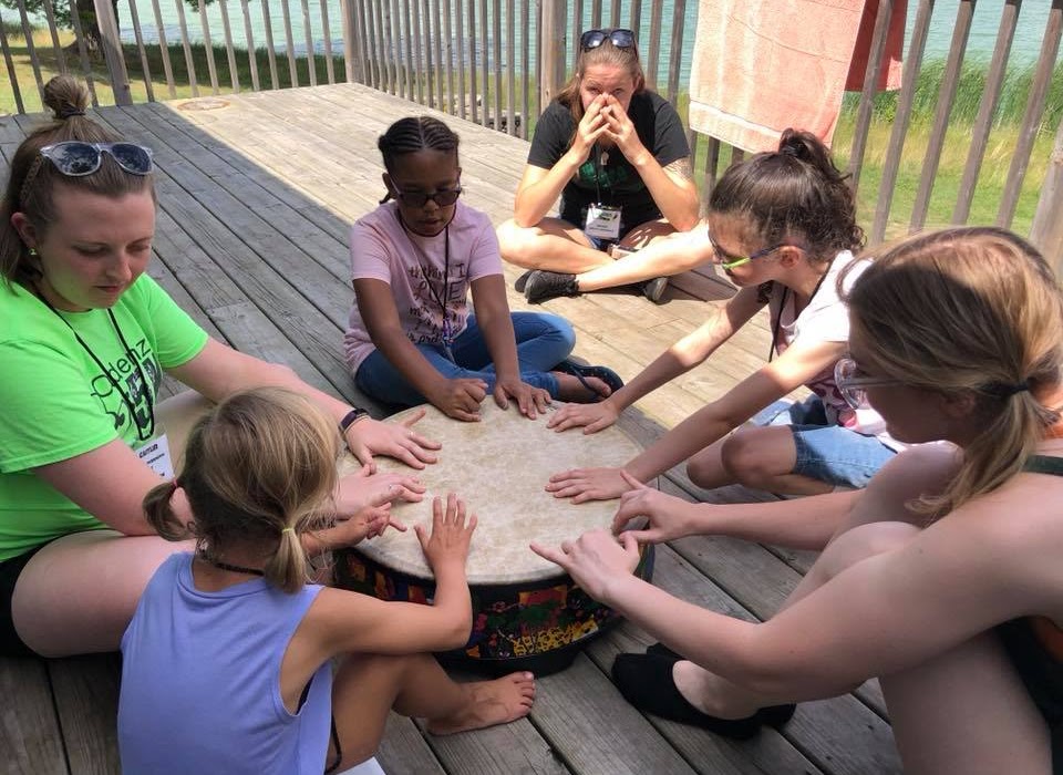 children playing a drum